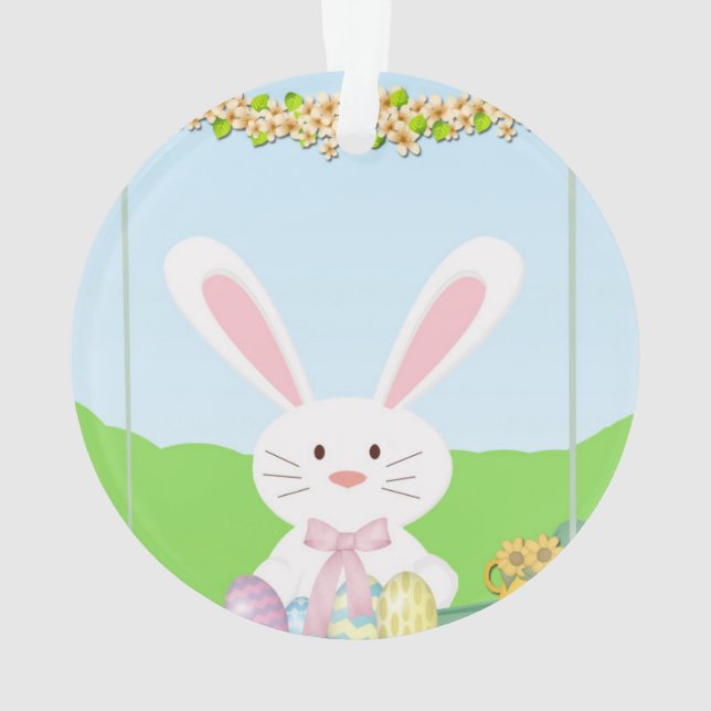 Easter bunny illustration ornament (Back)