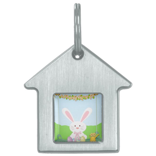Easter bunny illustration pet ID tag (Front)