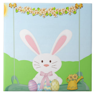 Easter bunny illustration tile