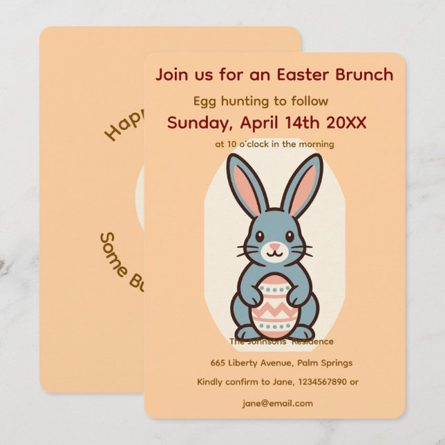 Easter Bunny Image Frame  Invitation (Front/Back)