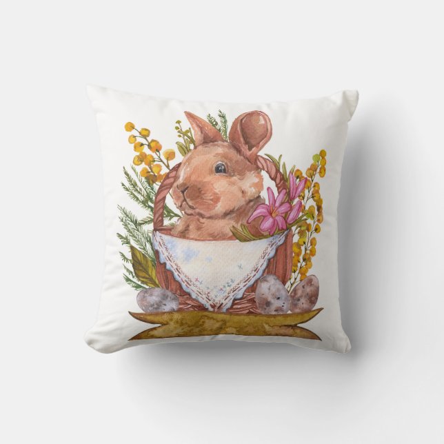 Easter bunny in a basket cushion (Front)