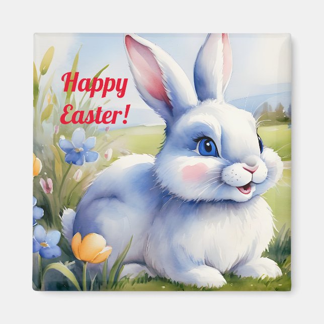 Easter bunny in a garden, Easter Magnet (Front)