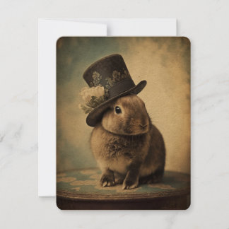 Easter Bunny in a Top Hat, Vintage Style Drawing Card