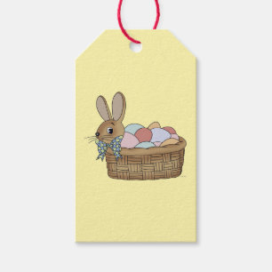 Easter Bunny in Basket with Eggs Gift Tags