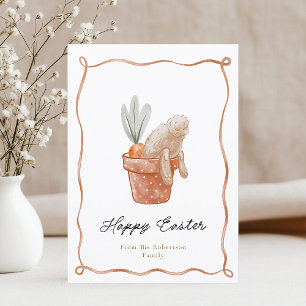 Easter Bunny in Flower Pot Greeting Card