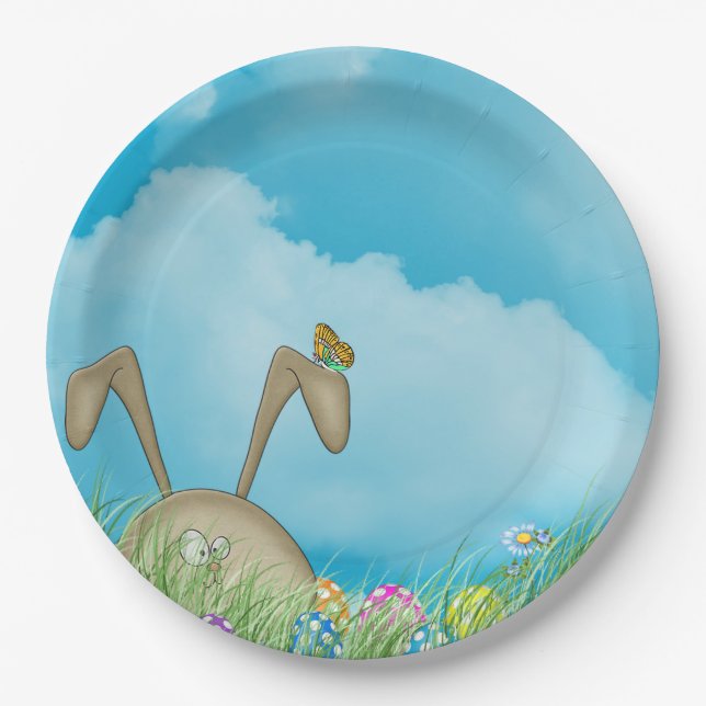 Easter bunny in grass paper plate (Front)