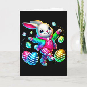 Easter Bunny In Hoodie With Eggs  Card