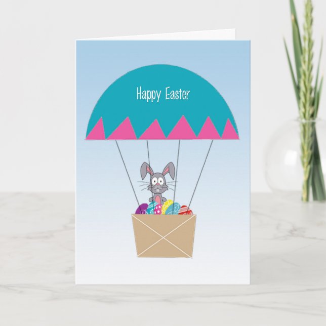 Easter Bunny in Hot Air Balloon Card (Front)