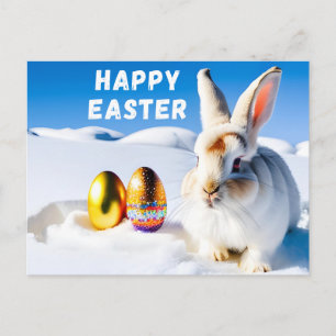 Easter Bunny in Snow Postcard