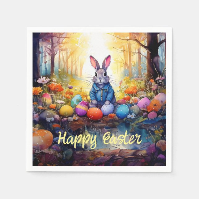 Easter Bunny in the forest Napkin (Front)