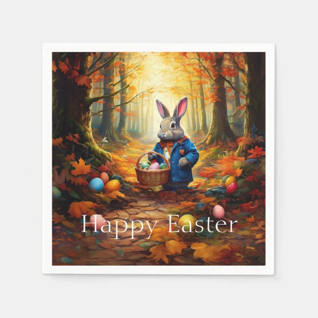 Easter Bunny in the forest Napkin (Front)