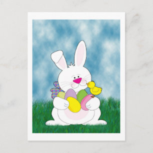Easter Bunny in the Grass Holiday Postcard