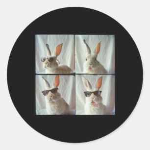 Easter Bunny In The Vintage Photo Machine Style Classic Round Sticker