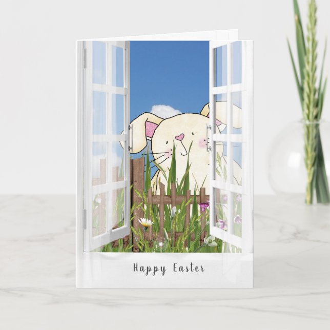 Easter bunny in window card (Front)