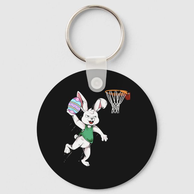 Easter Bunny Kids Boys Men Rabbit Dunking Basketba Key Ring (Front)