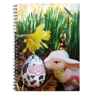 Easter Bunny kissing Cow Egg Spiral Notebook