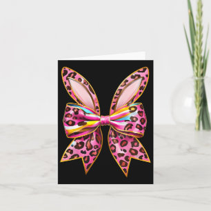 Easter Bunny Leopard Coquette Bow Happy Easter Gir Card
