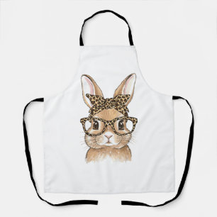 Easter Bunny Leopard Glasses Bandana Rabbit Women  Apron
