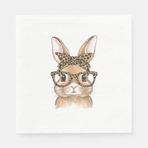 Easter Bunny Leopard Glasses Bandana Rabbit Women  Napkin