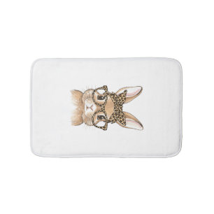 Easter Bunny Leopard Glasses Bandanna Rabbit Women Bath Mat