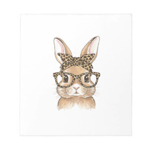 Easter Bunny Leopard Glasses Bandanna Rabbit Women Notepad