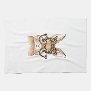 Easter Bunny Leopard Glasses Bandanna Rabbit Women Tea Towel