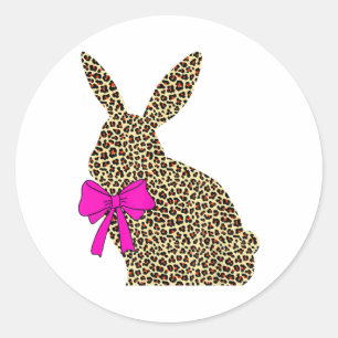 Easter Bunny Leopard Plaid Buffalo Rabbit Easter Classic Round Sticker