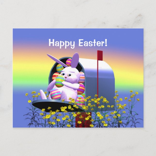 Easter Bunny Mail Holiday Postcard (Front)