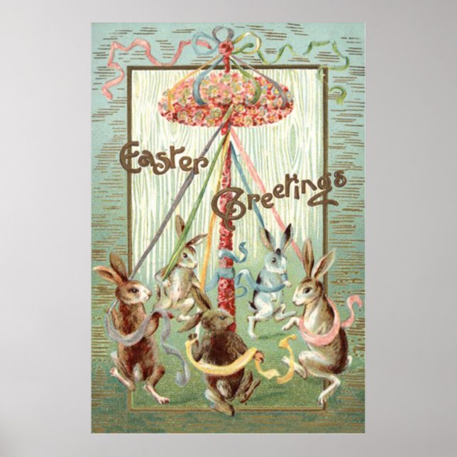 Easter Bunny Maypole Dance Ribbon Poster (Front)