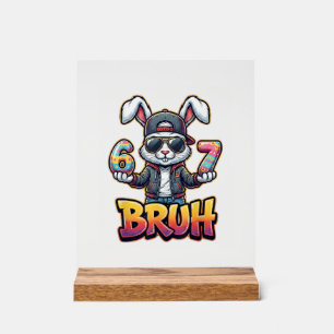 Easter Bunny Meme Bruh  Funny 6 7 Easter Eggs Desi Acrylic Sign