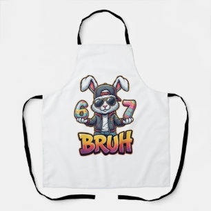 Easter Bunny Meme Bruh  Funny 6 7 Easter Eggs Desi Apron