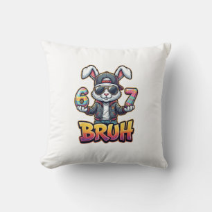 Easter Bunny Meme Bruh  Funny 6 7 Easter Eggs Desi Cushion