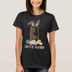 Easter Bunny Moai Statue With Colorful Easter Eggs T-Shirt