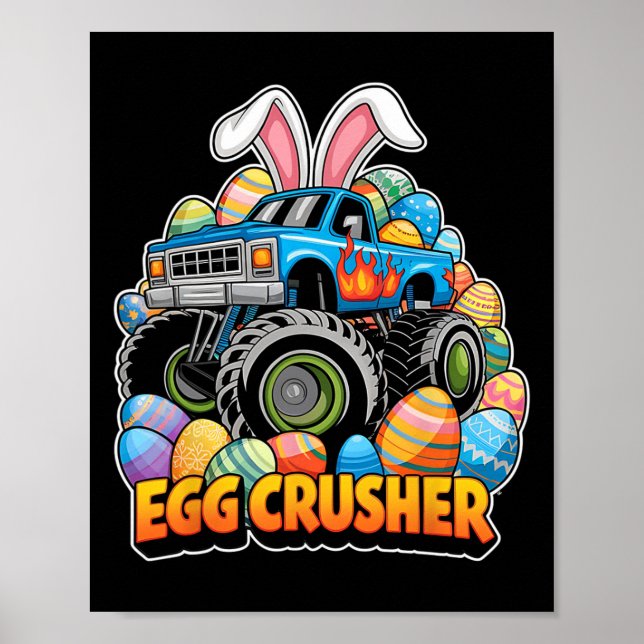 Easter Bunny Monster Truck Egg Crusher Funny Easte Poster (Front)