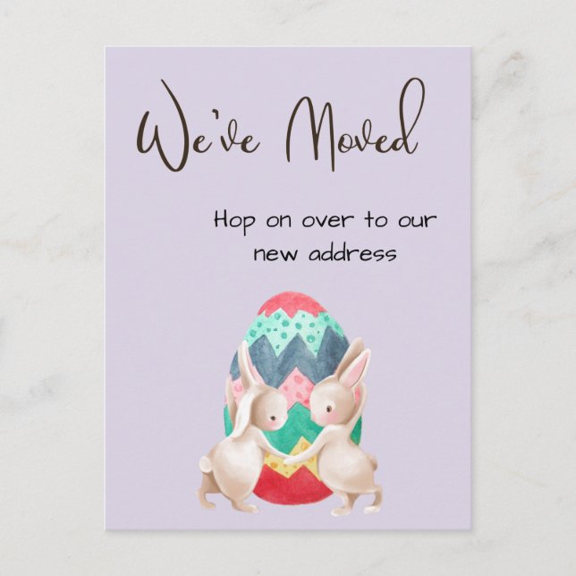 Easter Bunny Moving Announcement New Address Postcard (Front)