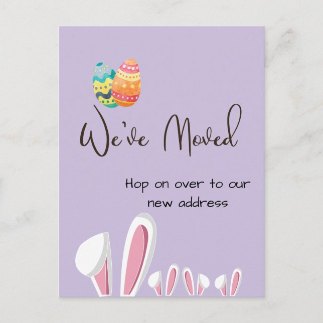 Easter Bunny Moving Announcement New Address Postcard (Front)