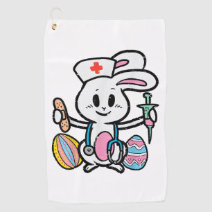 Easter Bunny Nurse Stethoscope Cute Rabbit Scrub Golf Towel