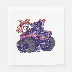 Easter Bunny On Monster Truck Napkin