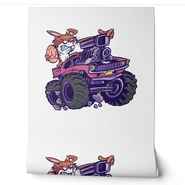 Easter Bunny On Monster Truck Wallpaper (Unrolling)