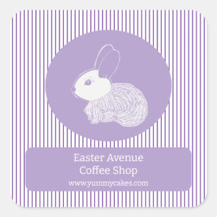 Easter Bunny on Purple Stripes Business Label