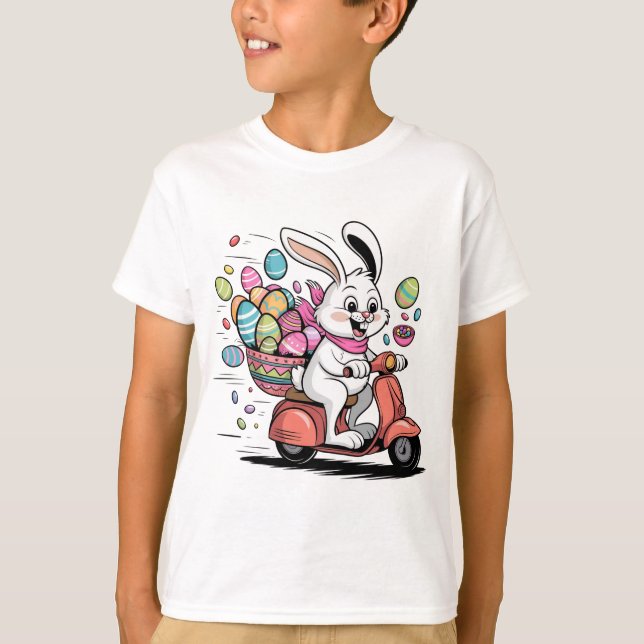 Easter Bunny on Scooter Tshirt (Front)