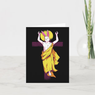 Easter Bunny On The Cross With Halo Card