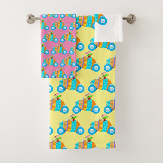 Easter Bunny on Vacation Bath Towel Set (Insitu)