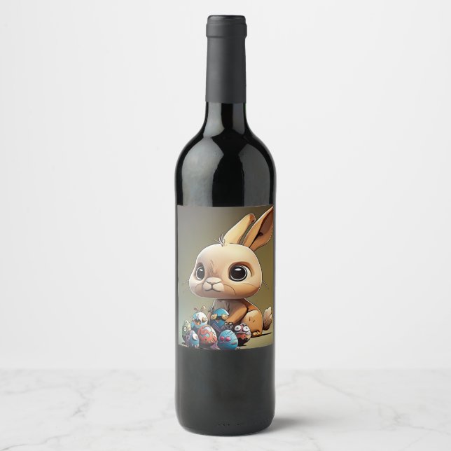 Easter bunny on wine glass label (Front)