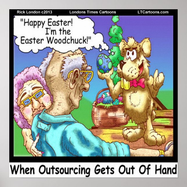Easter Bunny Outsourcing Funny Poster (Front)