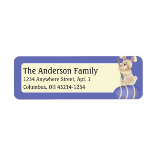 Easter Bunny Painting Blue Egg Address Labels