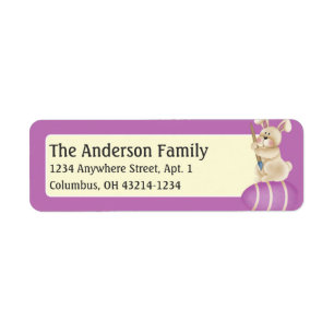 Easter Bunny Painting Purple Egg Address Labels