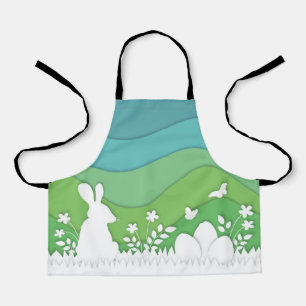 Easter bunny paper cut green nature spring apron