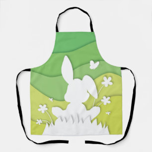 Easter bunny paper cut green nature spring apron
