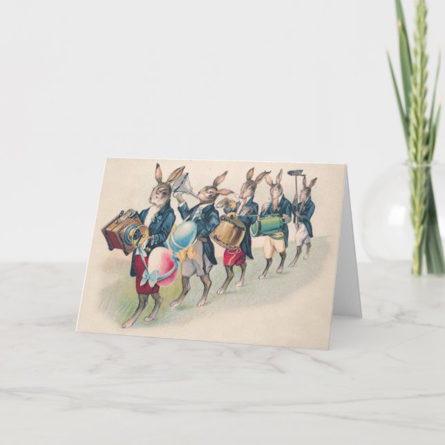 Easter Bunny Parade Band Egg Holiday Card (Front)